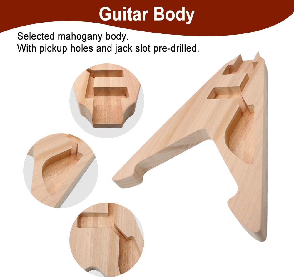 Diy Electric Guitar Kit Unfinished Rosewood Fretboard Neck & Guitar Body Blank with All Accessories Included Build Your Own (TZ-46)