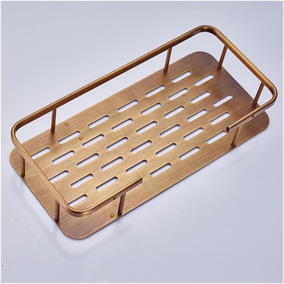 Corner Shower Caddy Bathroom Shelves, Antique Copper Double Wall Mount Corner Shower Shampoo Soap Cosmetic Storage Shelf Shower Organizer (Color : D)