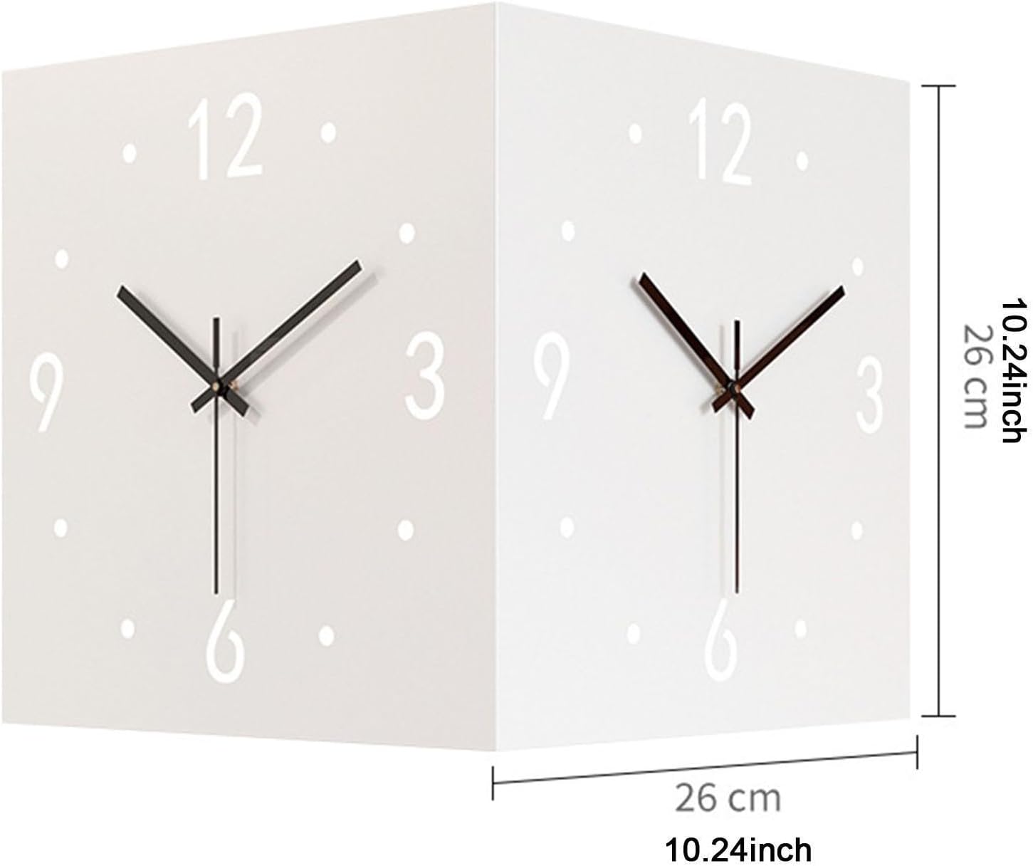 Fenteer Foldable Organizer Hook and Modern Double Sided Corner Wall Clock for Bathroom Closet Farmhouse Restaurant Shop Hotel Silent Decorative Gift