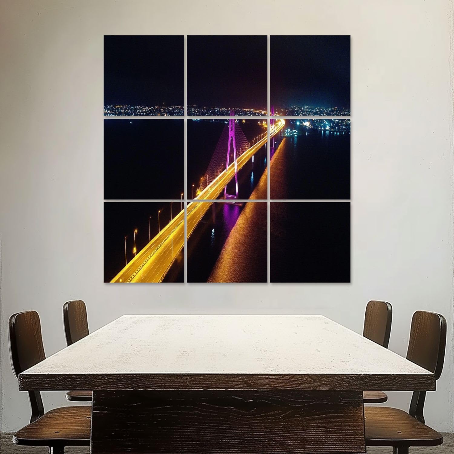 Art Acoustic Panels Self Adhesive Bridge lake maracaibo 9 Packs Decorative Soundproof Wall Panels Large Sound Absorbing Panels for Home Office 60