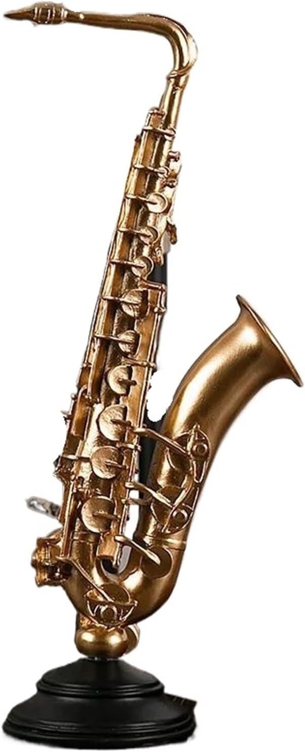 Musical Instrument Model Kits Light Luxury Musical Instrument Ornaments Music Art Resin Crafts Violin Saxophone French Horn Decorative Articles(Saxophone)
