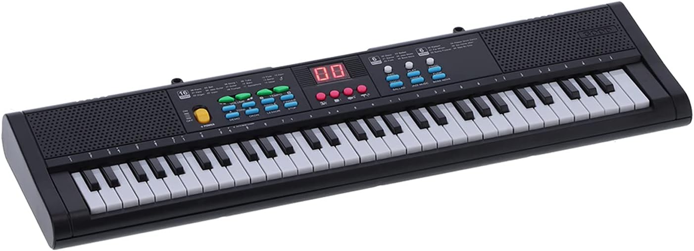 Keyboard Piano Instrument 61 Keys Electric Digital Multifunctional with Microphone MQ6186 Black