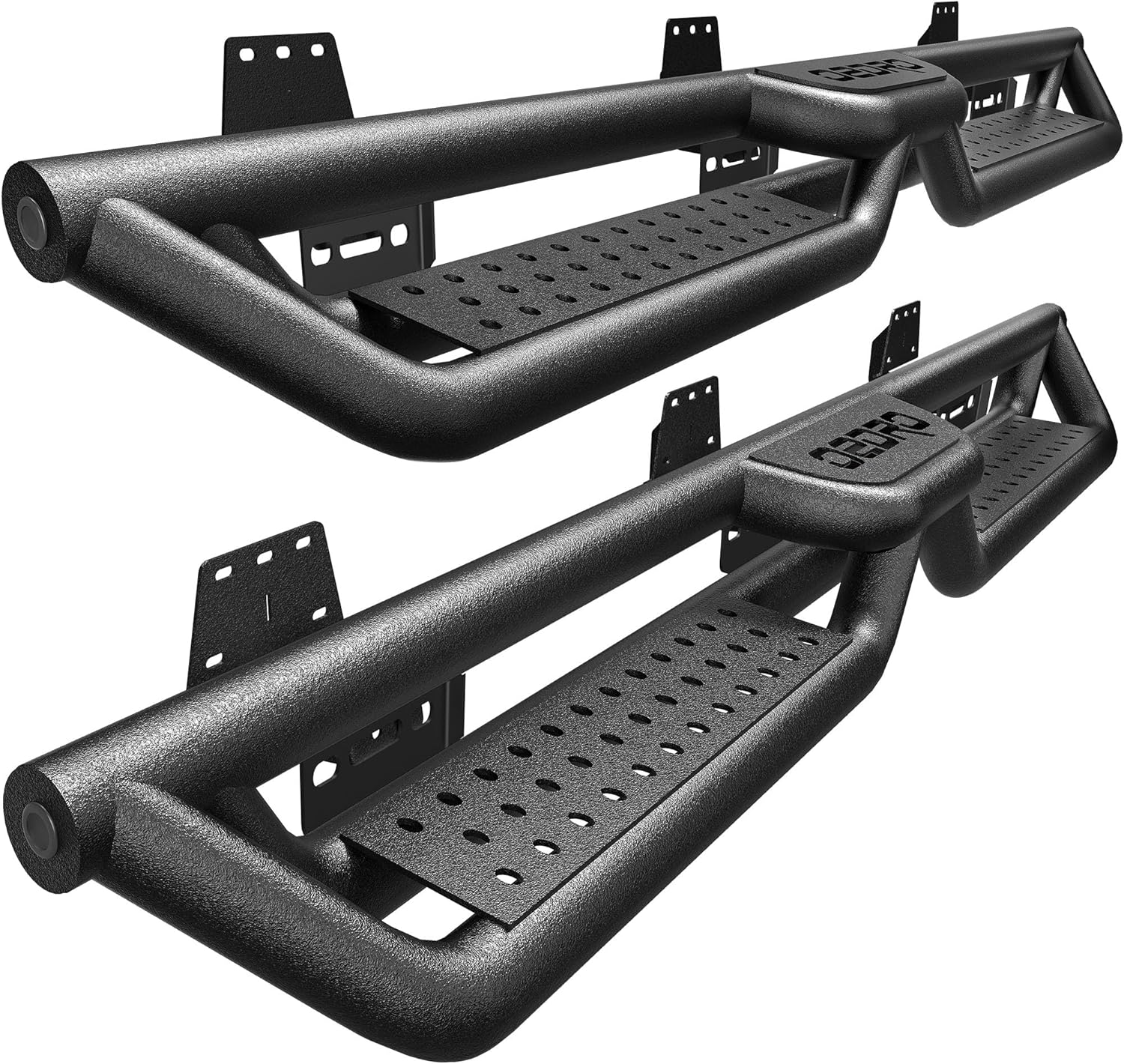 6 Inch Running Boards & Steps Compatible with 2024-2026 Toyota Tacoma Double/Crew Cab, Two-Stair Side Step Rail Nerf Bars, Black Powder Coated