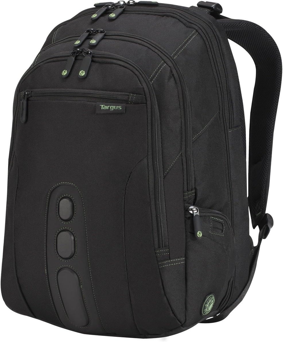 Targus Spruce EcoSmart Travel Laptop Backpack for 17 inch Laptops, TSA-Friendly Carry On Backpack Laptop Bag for Work and Travel, Black (TBB019US)