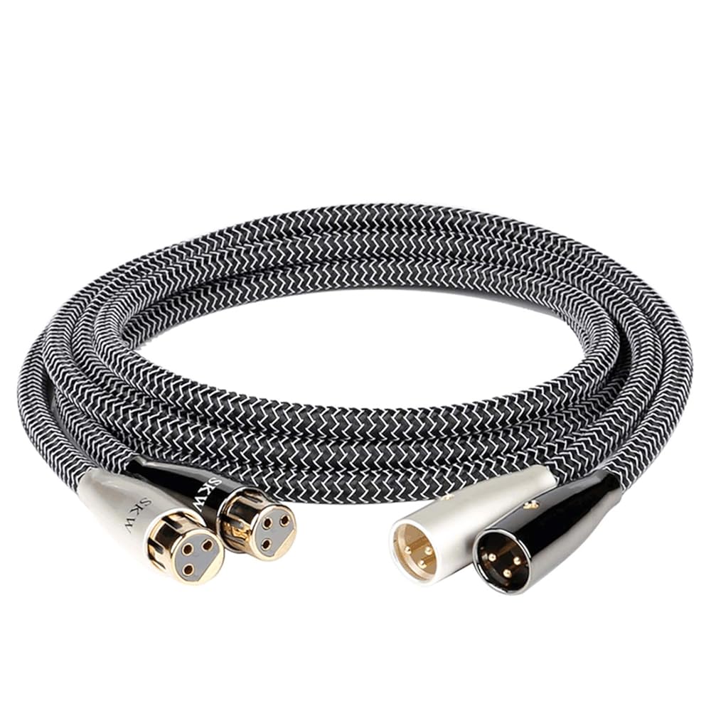 SKW High-End WG Series A Pair Balanced XLR Male to Female 3 PIN Microphone Cable 3.2ft/1M (2 Cables)