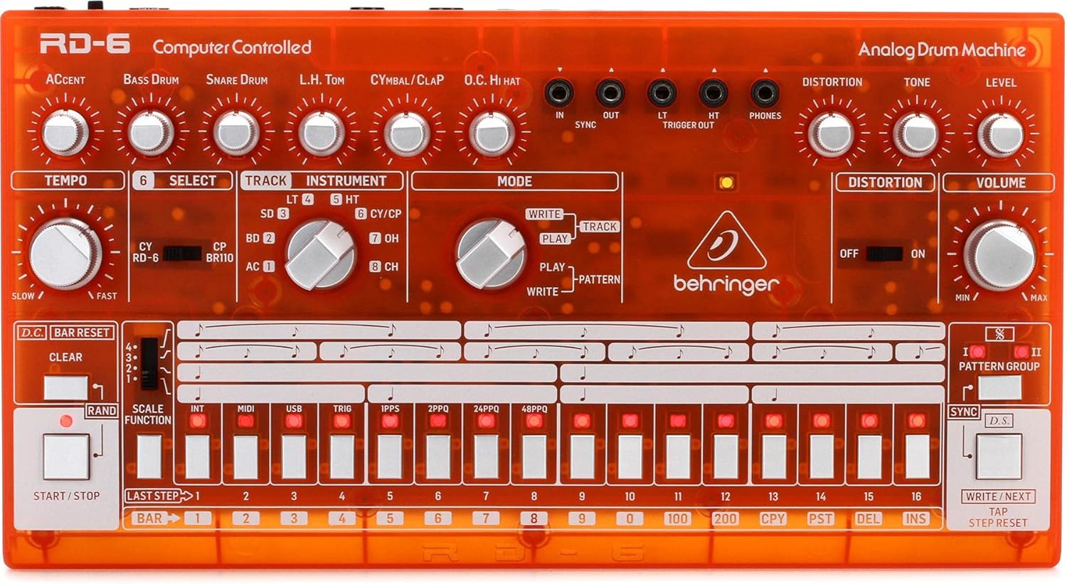 Behringer RD-6-TG Analog Drum Machine - Orange Translucent