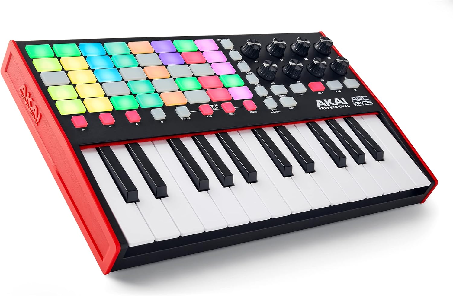 Akai Professional APC Key 25 MK2-25-Key USB MIDI Keyboard Controller for Clip Launching with Ableton Live Lite, 40 RGB Pads and 8 Rotary Knobs
