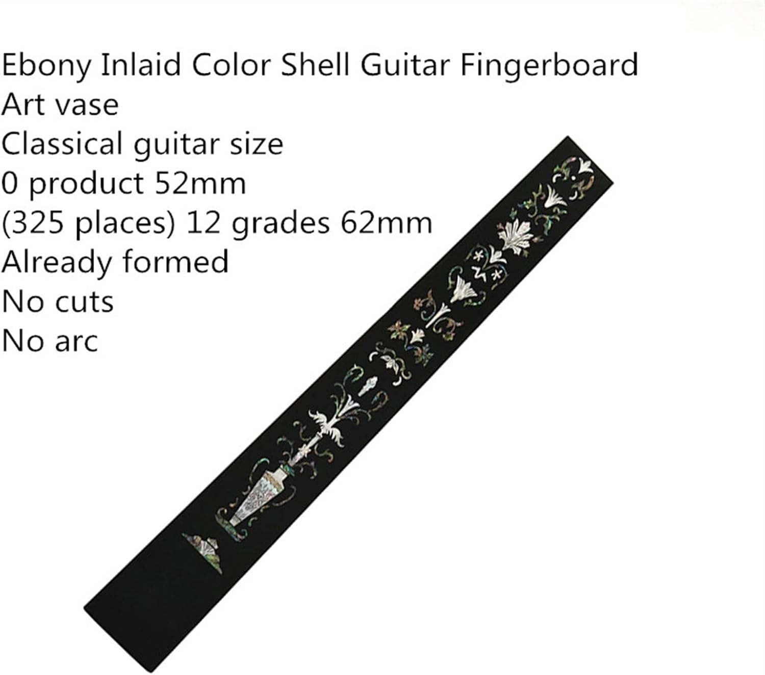 ZUZU Guitar Fretboard Ebony Color Shell Mosaic Craftsmanship Classical Guitar Electric Guitar Acoustic Guitar Fretboard Unfinished Guitar Neck (Color : 2)