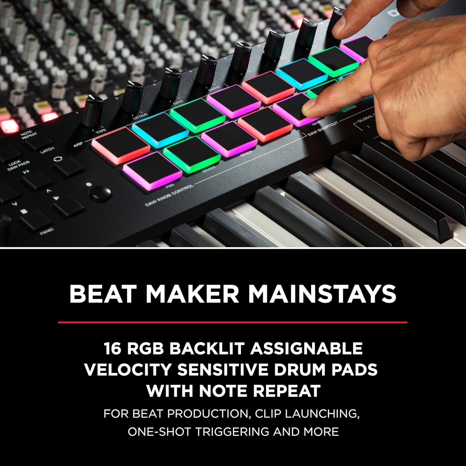 M-AUDIO Oxygen Pro 61 Key USB MIDI Keyboard Controller With Beat Pads, MIDI-assignable Knobs, Buttons and Faders, and Native Instruments Sound Package (NKS Integration)