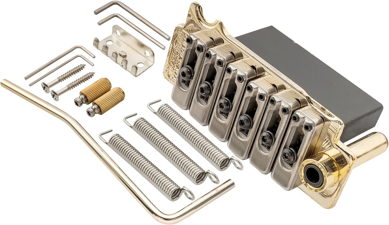 Wilkinson WVS50IIK 52.5mm 2-Point Tremolo Bridge with Steel Saddles Steel Block for USA/Mexico/Japan/Korea Strat Style Electric Guitar, Gold