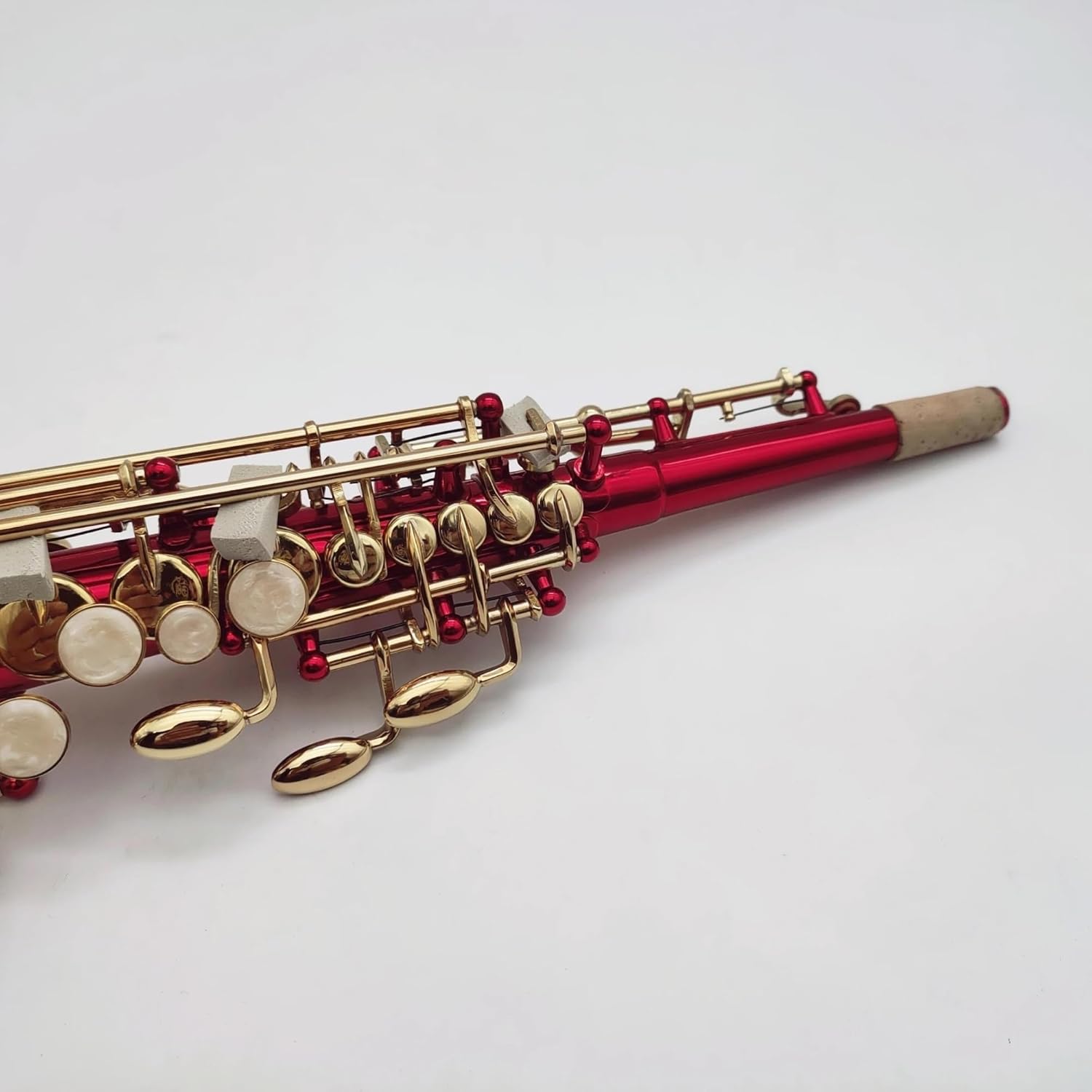 Beginner saxophone Soprano Saxophone B Flat Lacquered Gold Sax Brass Keys Woodwind Instrument With Case Mouthpiece (Color : Cloth bag)