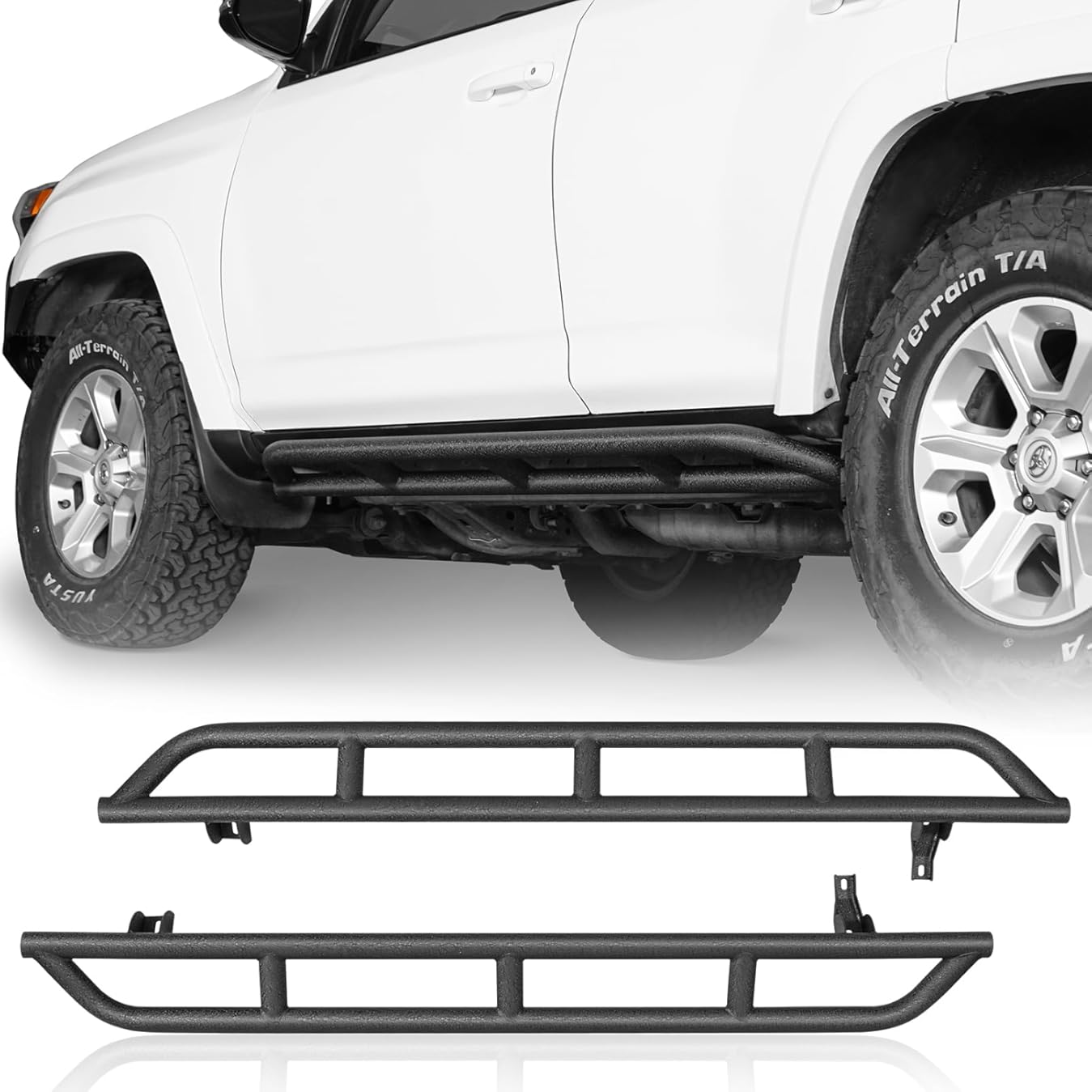 Hooke Road 4Runner Rock Sliders Tube Side Door Armor Rocker Gurads Step Rail for 2010-2024 Toyota 4Runner 5th Gen (Exclude Limited, TRD Sport, Nightshade & 10-13 SR5)