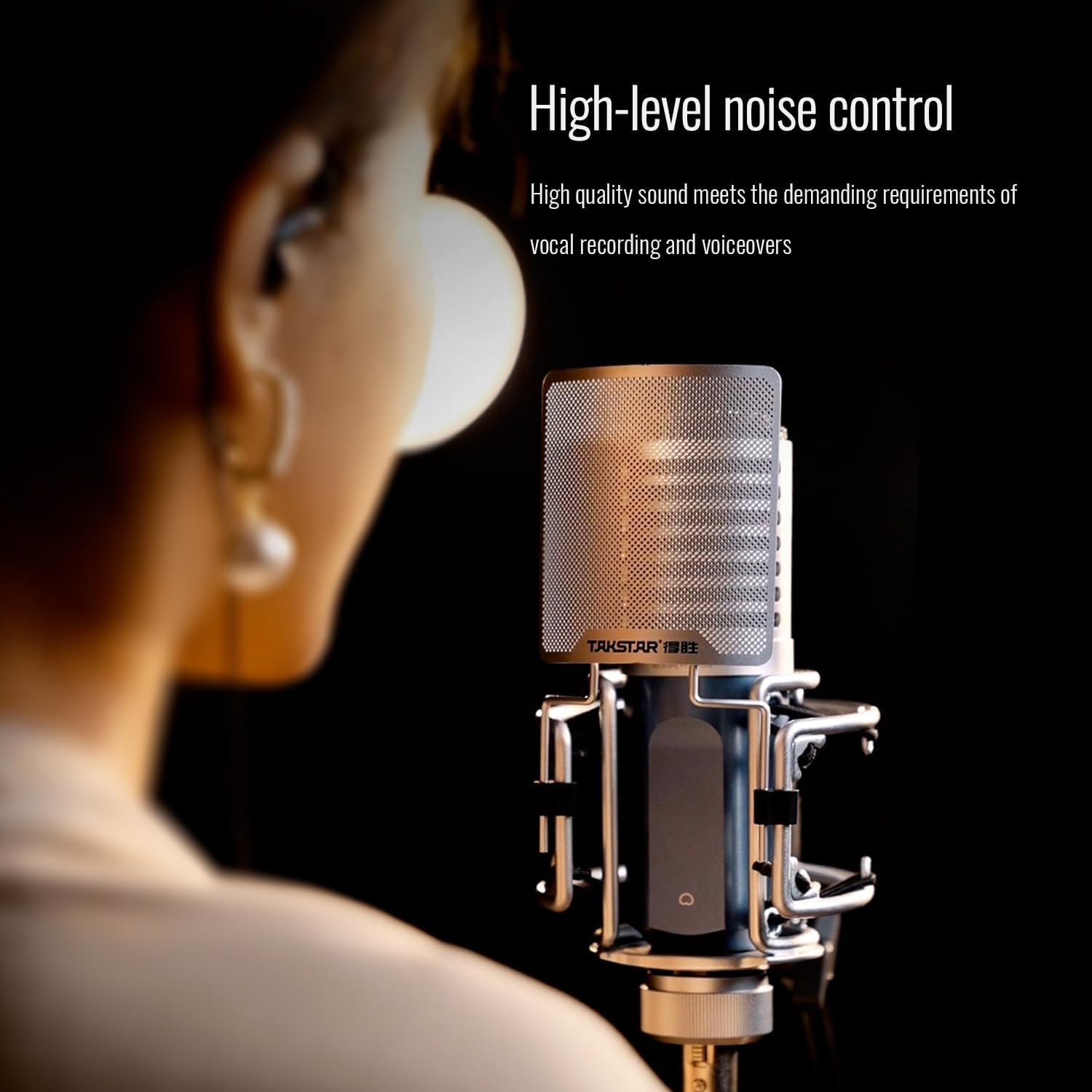 TAKSTAR XLR Cardioid Condenser Microphone, 34mm Large Diaphragm Professional Recording Microphone with Shock Mount Perfect for Studio/Podcasting/Live-Streaming/Vocal/Instrument Recording, SM-9