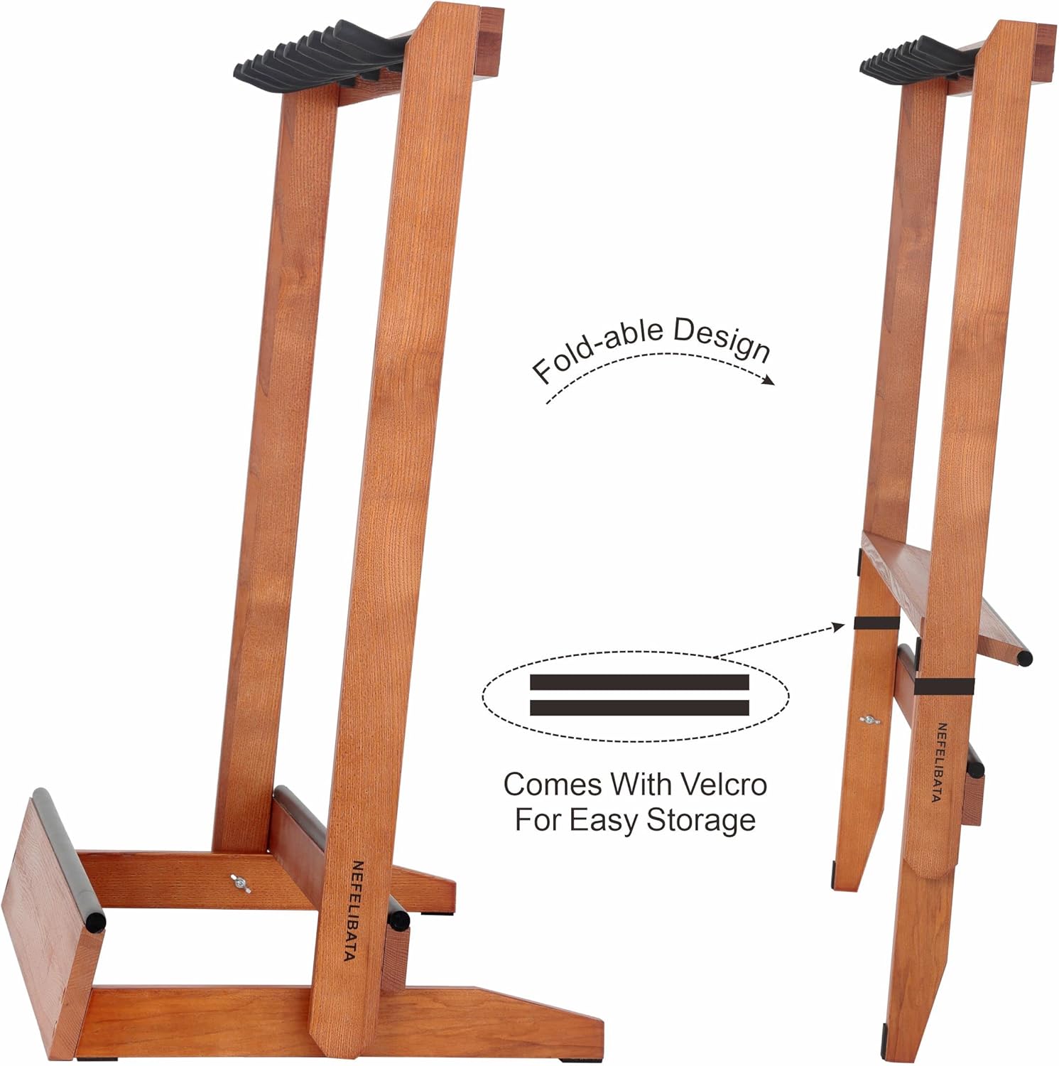 Nefelibata Multiple Guitar Stand 5 Holders Wooden Guitar Stands Floor Rack for Guitars and Case,Electric,Acoustic Guitar, Bass, Cello-German Ash wood