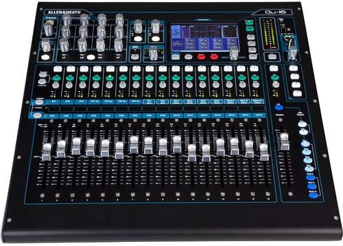 Allen & Heath QU-16C Rack Mountable Compact Digital Mixer, Chrome Edition + Headphones + Stereo Interconnect Cable + Label Kit + 10 ft Cable + Mic Cable - Top Value Mixer Accessory Kit!