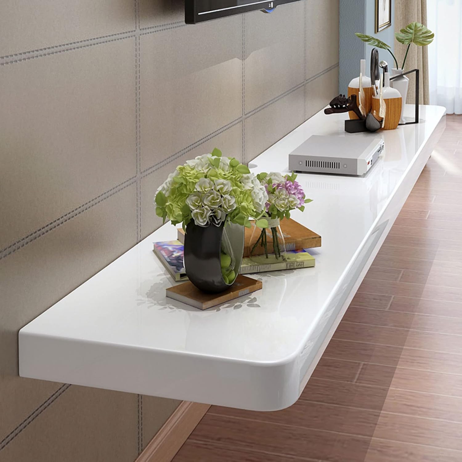 Wall Shelf Floating Shelf Wall mounted TV Shelf Entertainment Unit TV Stand TV Console Set top box Router DVD projector Toys Gaming Shelf TV board BookShelf Wall Mount Corner Shelves Wall Unit Decor