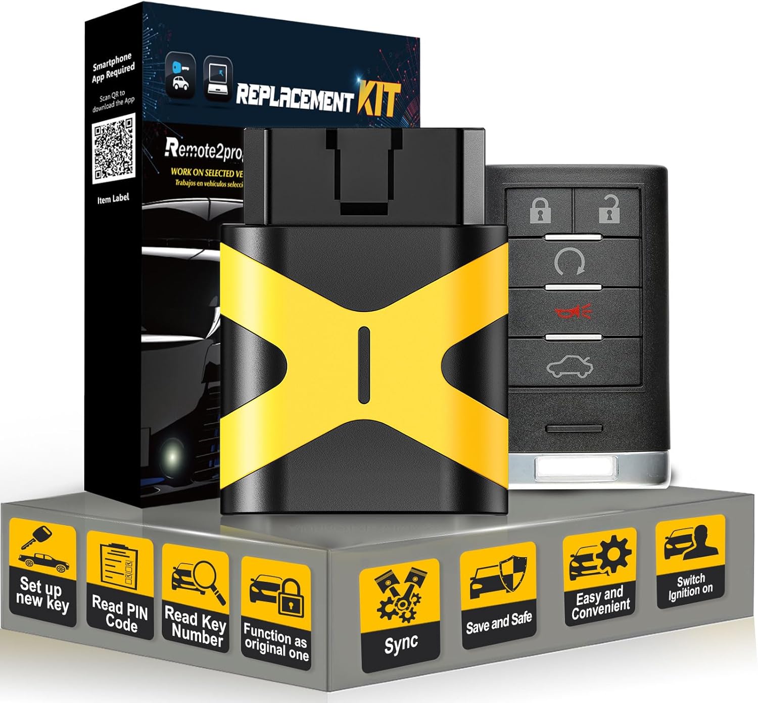 Remote2program Keyless Entry Remote Self-Programmable Car Key Replacement for 2008-2010 Cadillac STS 2009-2014 Cadillac CTS CTS Coupe 315Mhz M3N5WY777A (M3N5WY7777A self programmable Remote)