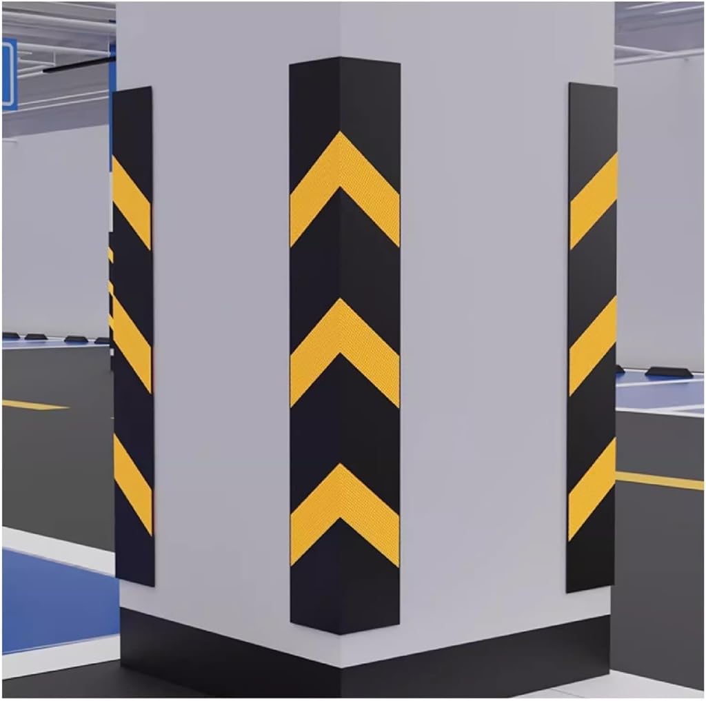Car Parking Protector- 100x10cm Rubber Reflective Strip, Garages Wall Corner Edge Anti-Collision Protector, Protect Your Car to Protect,Black+Yellow,54PCS