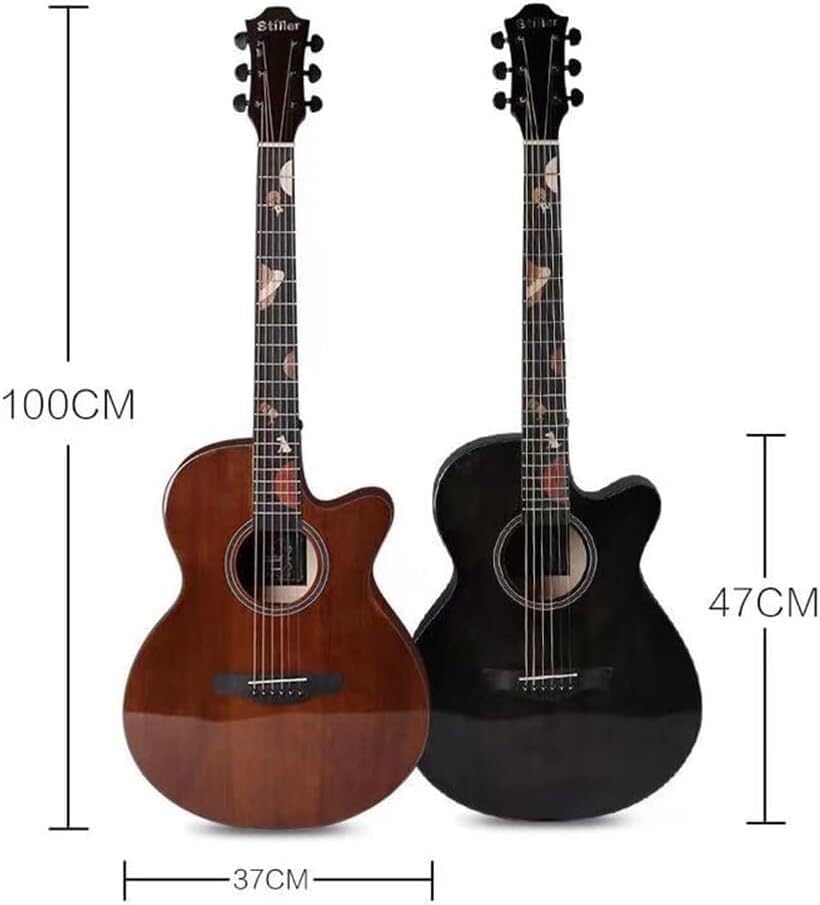 Beginner Guitar, Excellent Sound Quality, Angular Imperfection Design, Beautiful and Elegant (Size:41 inches,Color:Red)(Walnut)
