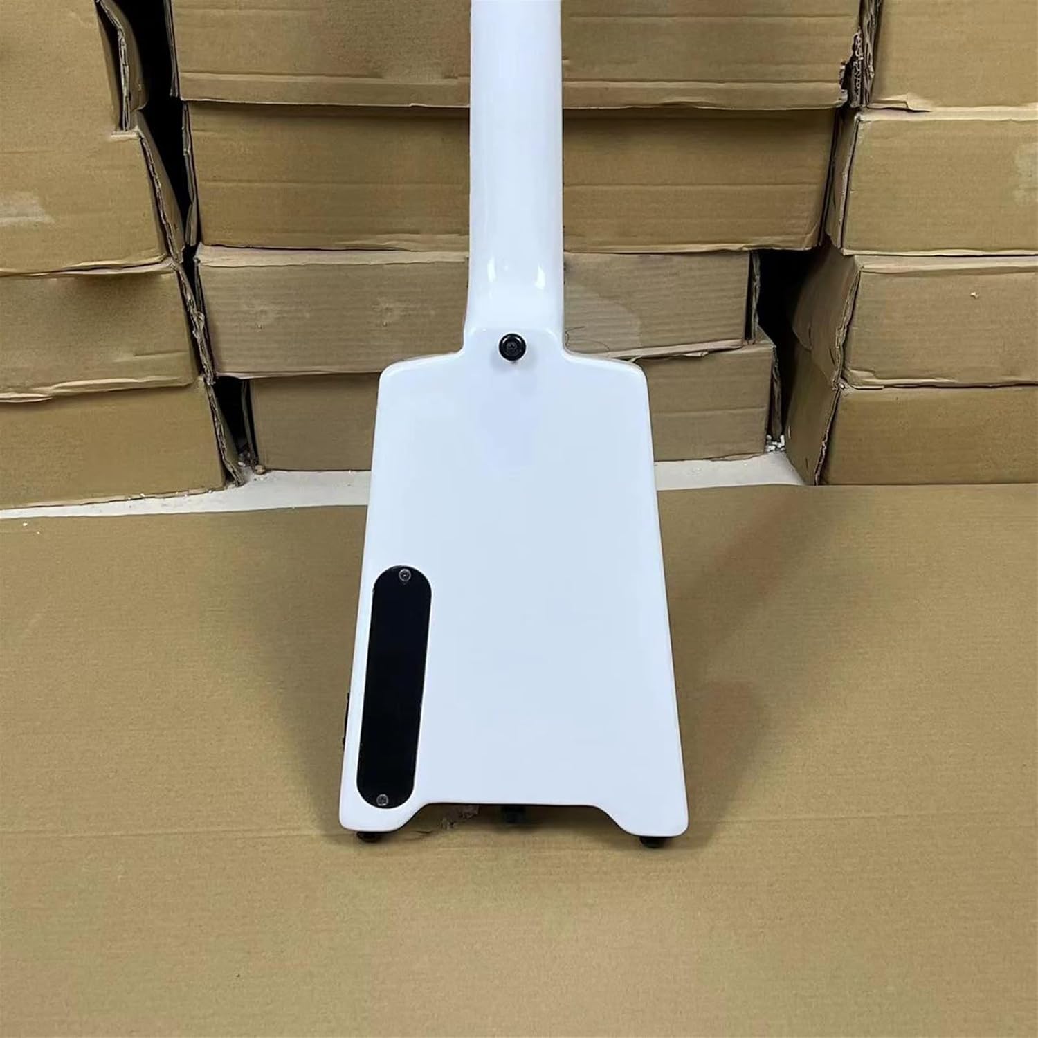 VENEKA Headless Electric Guitar 30 Inches Headless Electric Guitar White Color Mahogany Body for Beginner Adult