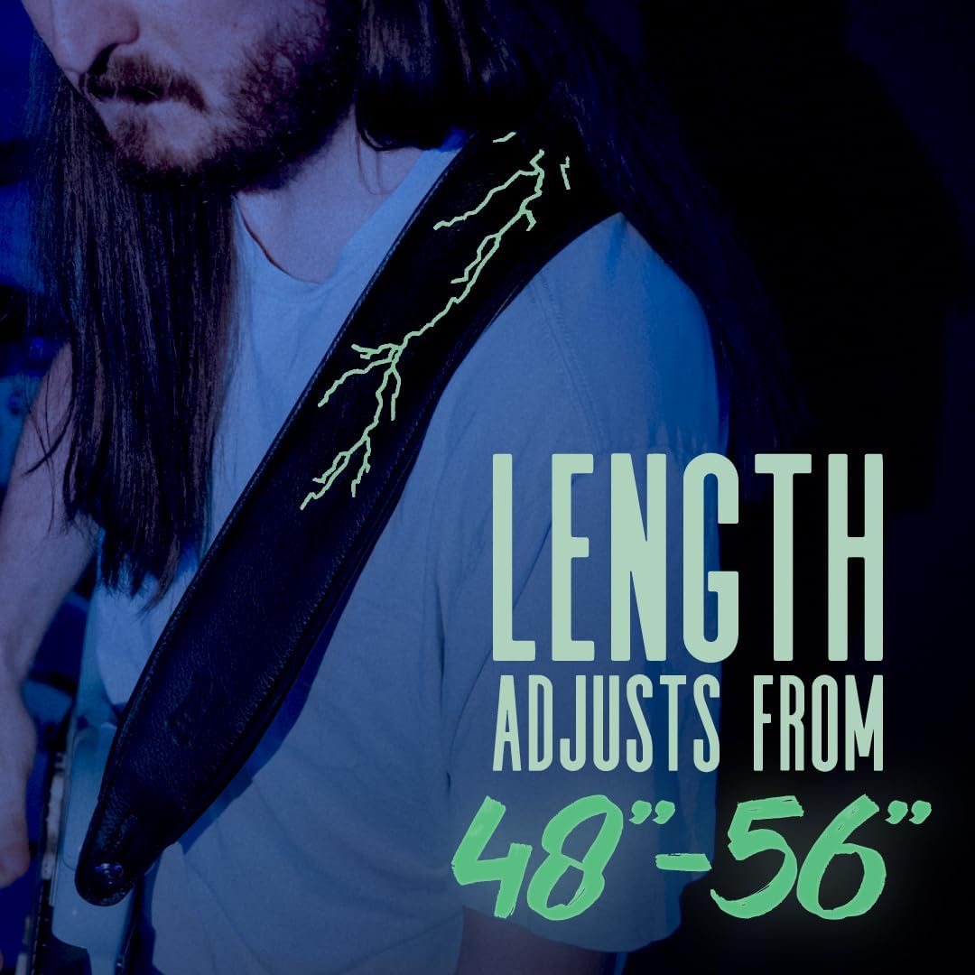 Levy's Leathers Night Life Series Genuine Leather Strap with Glow-in-the-Dark Embroidery Spider Web Pattern, Black (MG317NL-001)