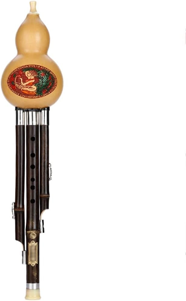 Flutes Musical Instruments Children's Beginner Adult Introduction Gourd Instrument Wood Pipes Chinese Traditional Instrument with Chinese Knot Case (Color : Brown, Size : Small D-Key)