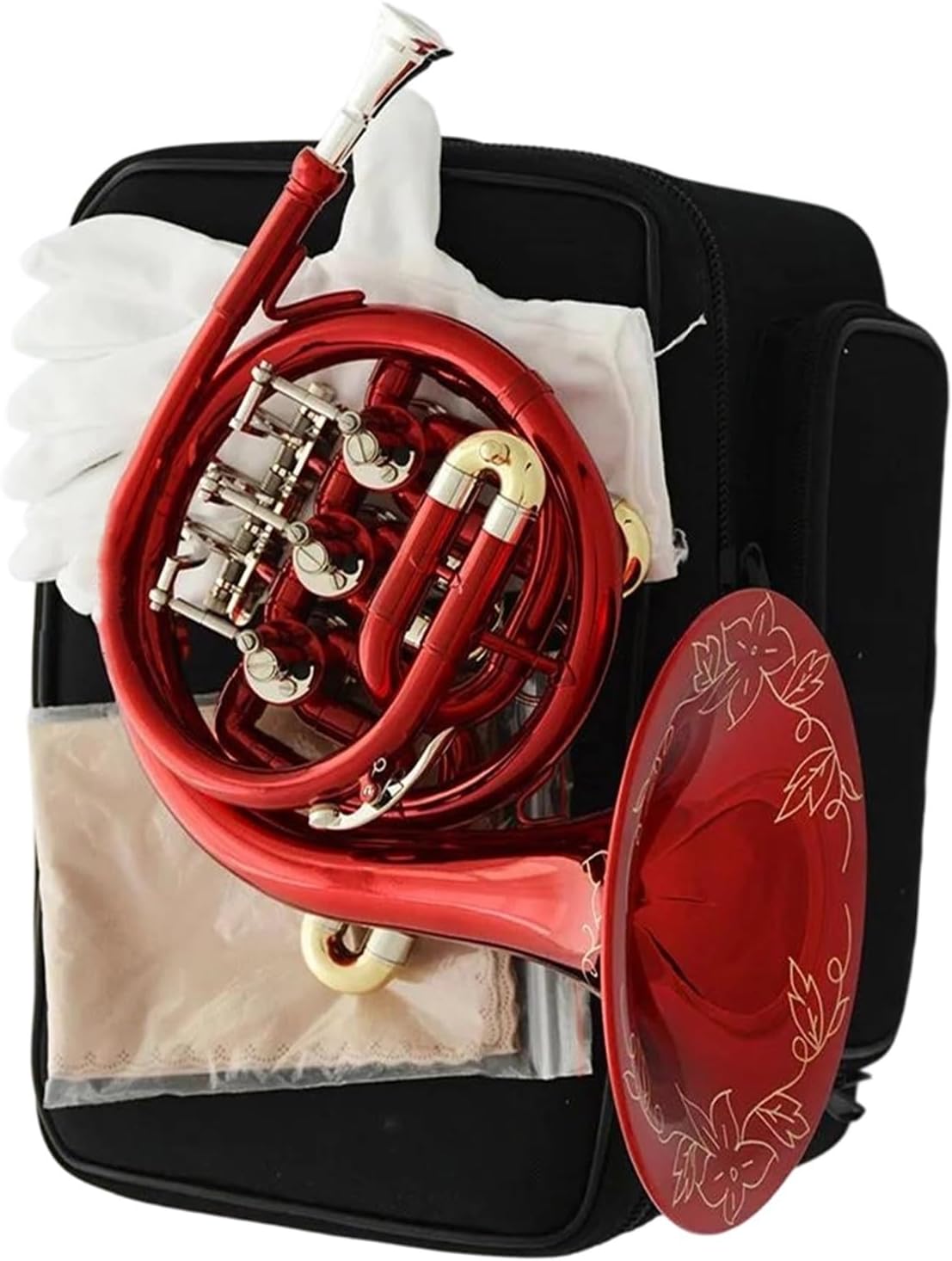 4 Key French Horn Red Lacquer Bb Mini French Horn With Box Mouthpiece