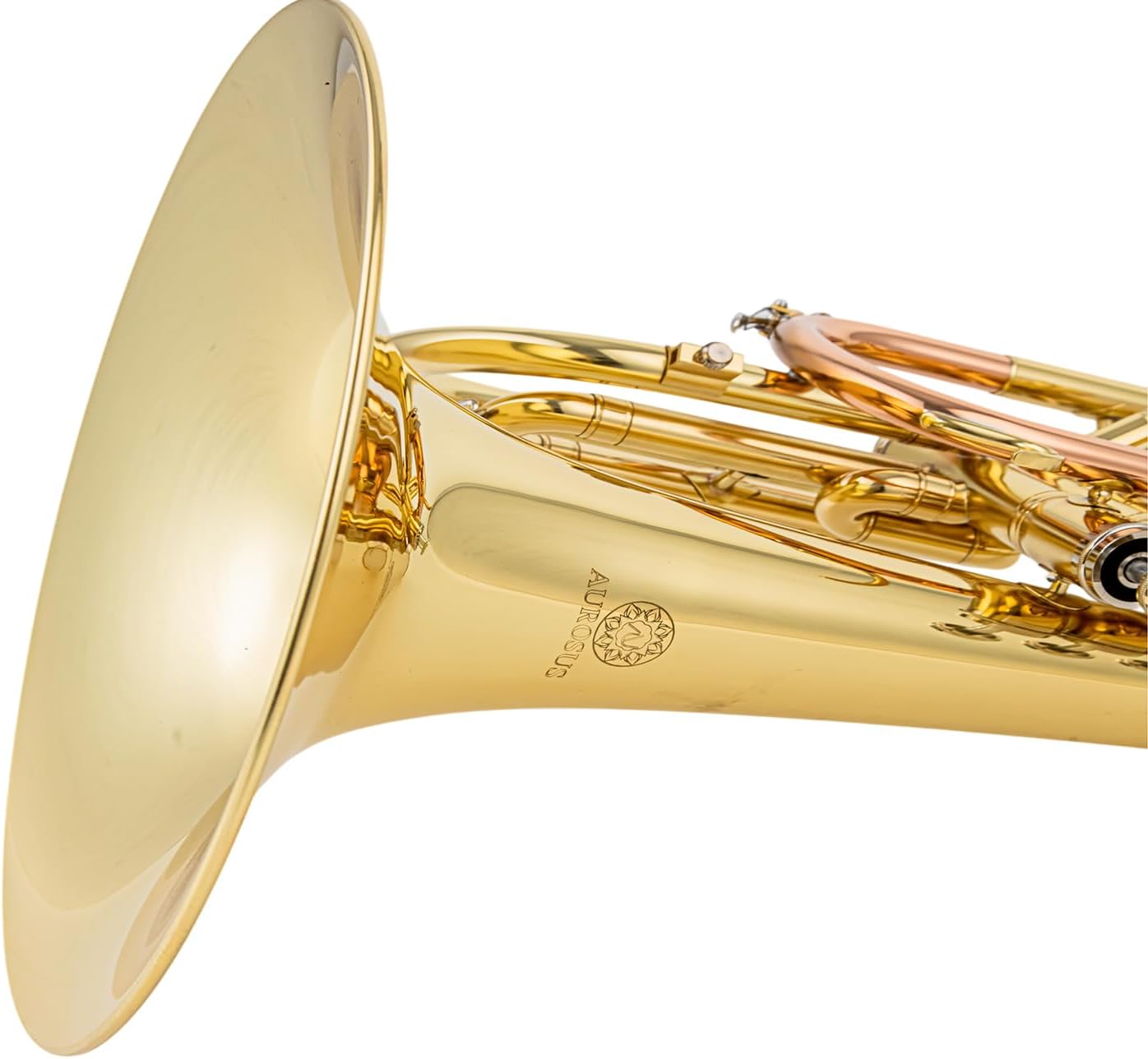jmg-600 marching mellophone for advanced beginners and high school students f key brass instrument with phosphor copper leadpipe gold lacquer finish