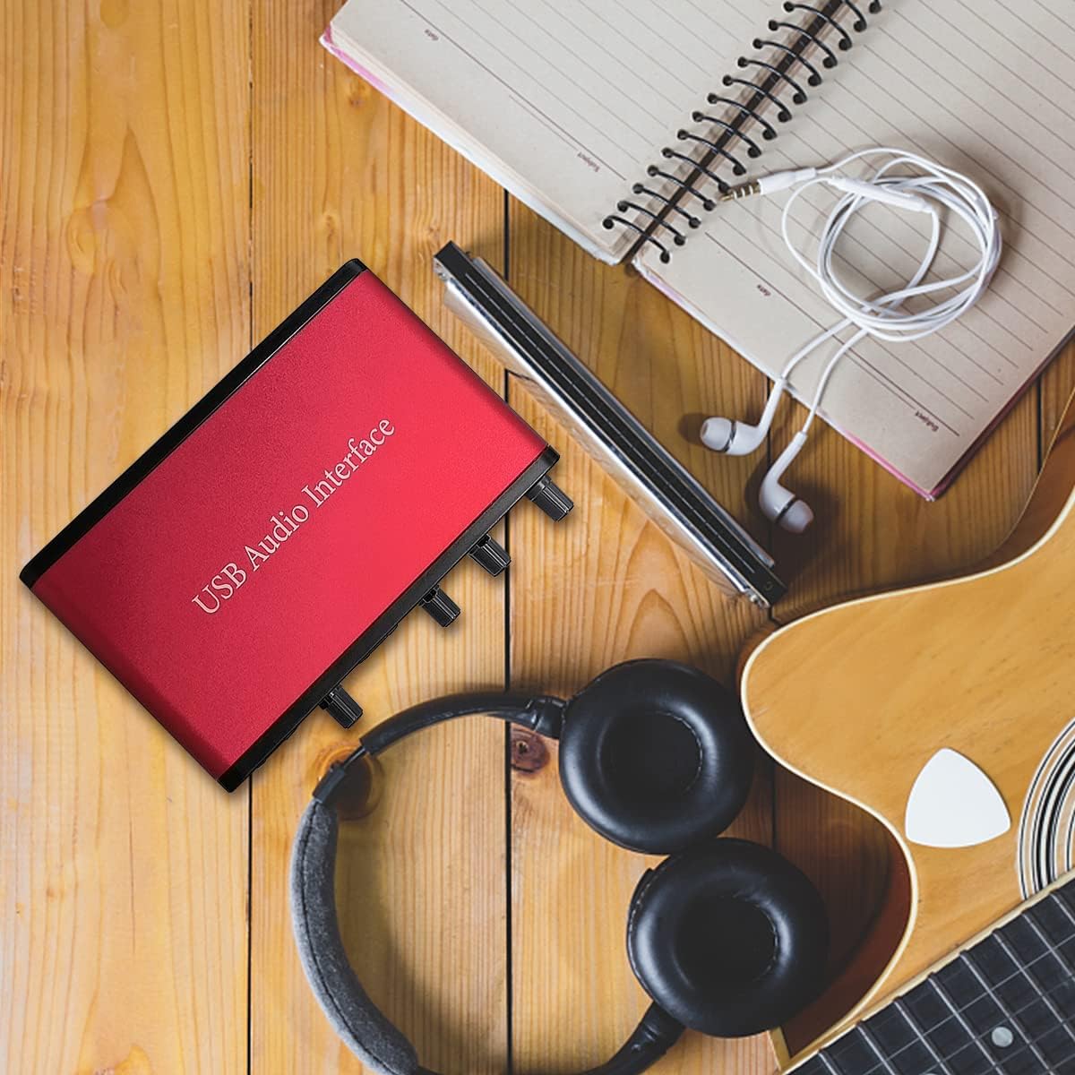 Audio Interface Audio Interface Microphone Preamps with 48V Phantom Power 24 Bit Support Smartphone/Tablet/Computer and Other Equipment Recording（No DAW Recording Software）