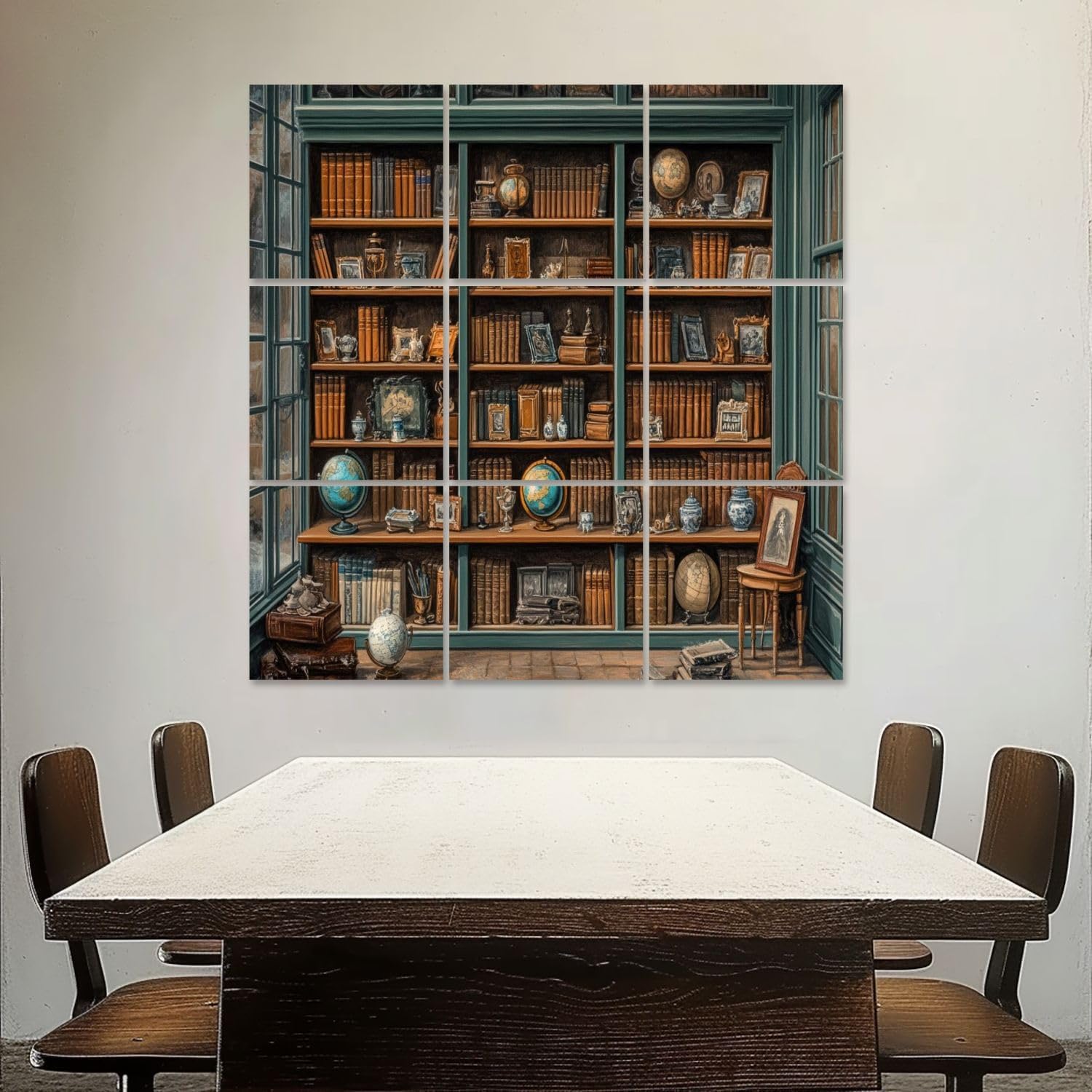 Art Acoustic Panels Self Adhesive Liry Bookshelf Antique Shop Setting Rich 9 Packs Decorative Soundproof Wall Panels Large Sound Absorbing Panels for Home Office 60