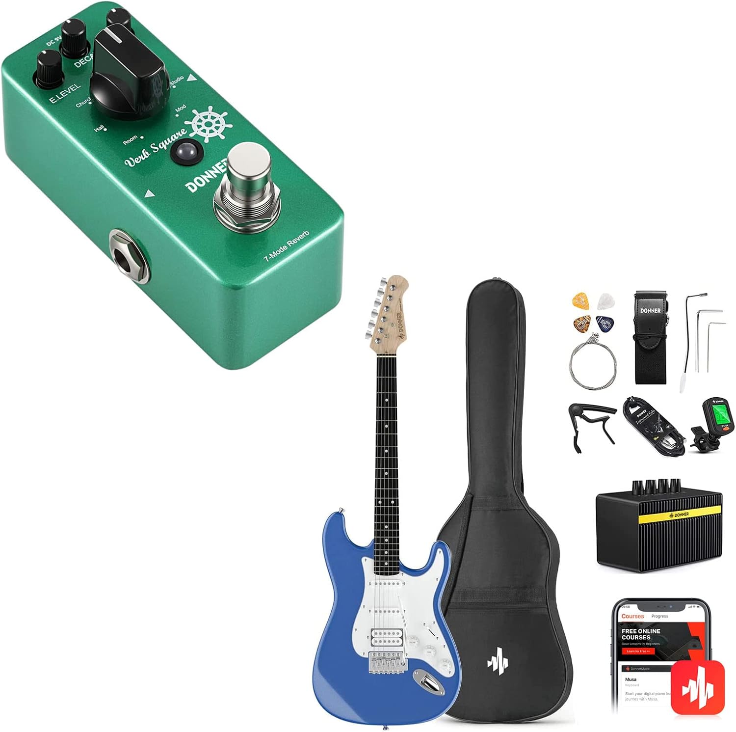 Donner DST-100T 39 Inch Electric Guitar-Reverb Guitar Pedal