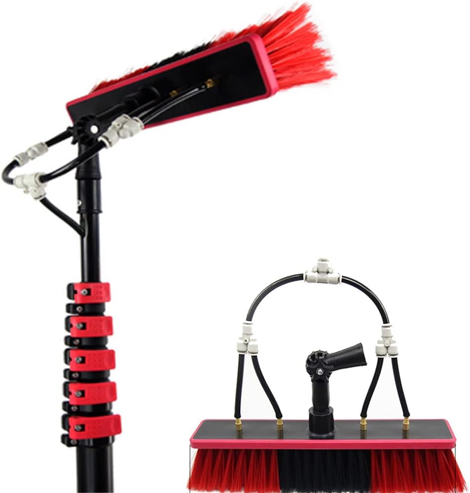 Lightweight Extension Rod Handle, Window Cleaning Brush, Can Spray Water Through a Water Brush, Scratch Free Brush for Cleaning Bathroom, Garage,20FT