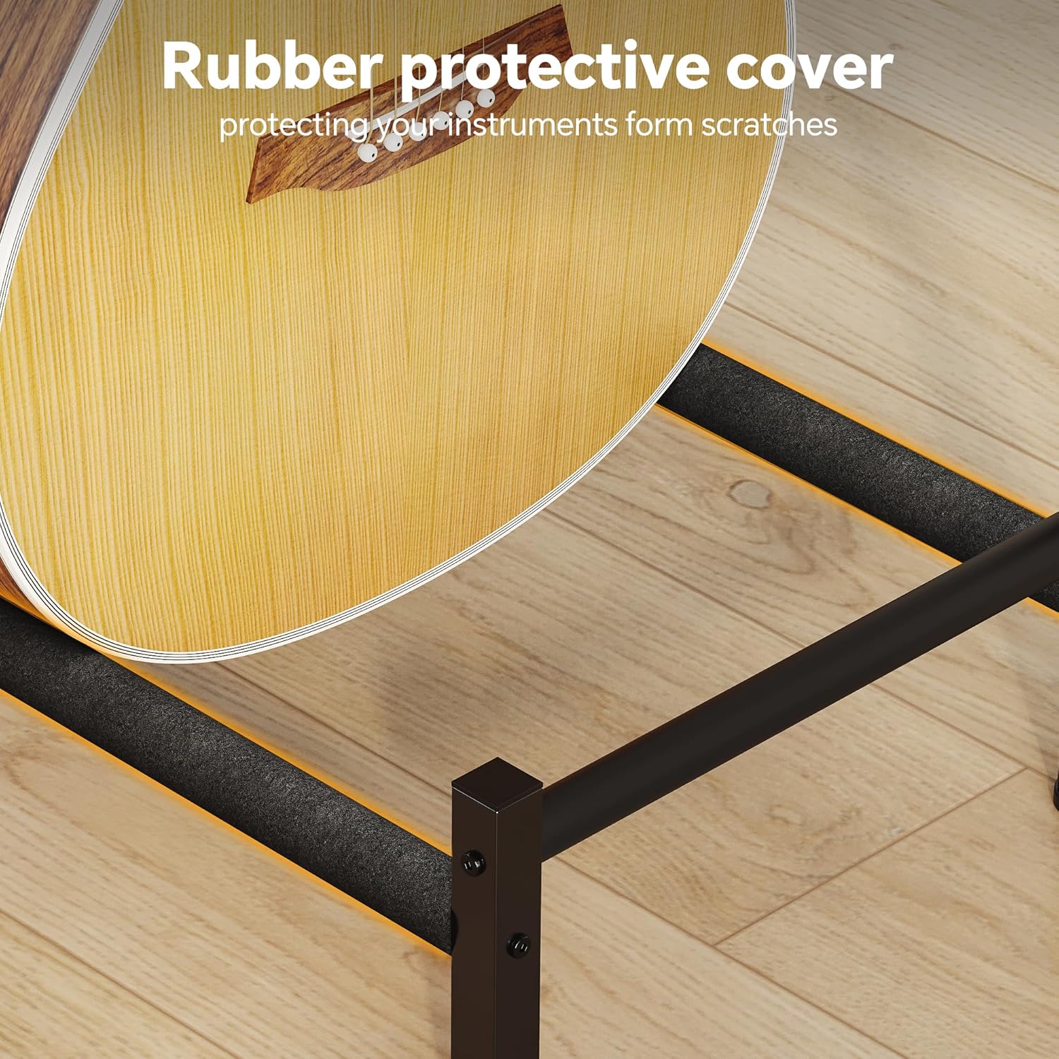 Homeiju 6-Guitar Floor Stand with Charging Station & 3-Tier Storage, Guitar Rack with Amp Stand & Cloth Drawer, Rubber Protected Guitar Holder for Studio/Home , Heavy Duty Metal Frame​