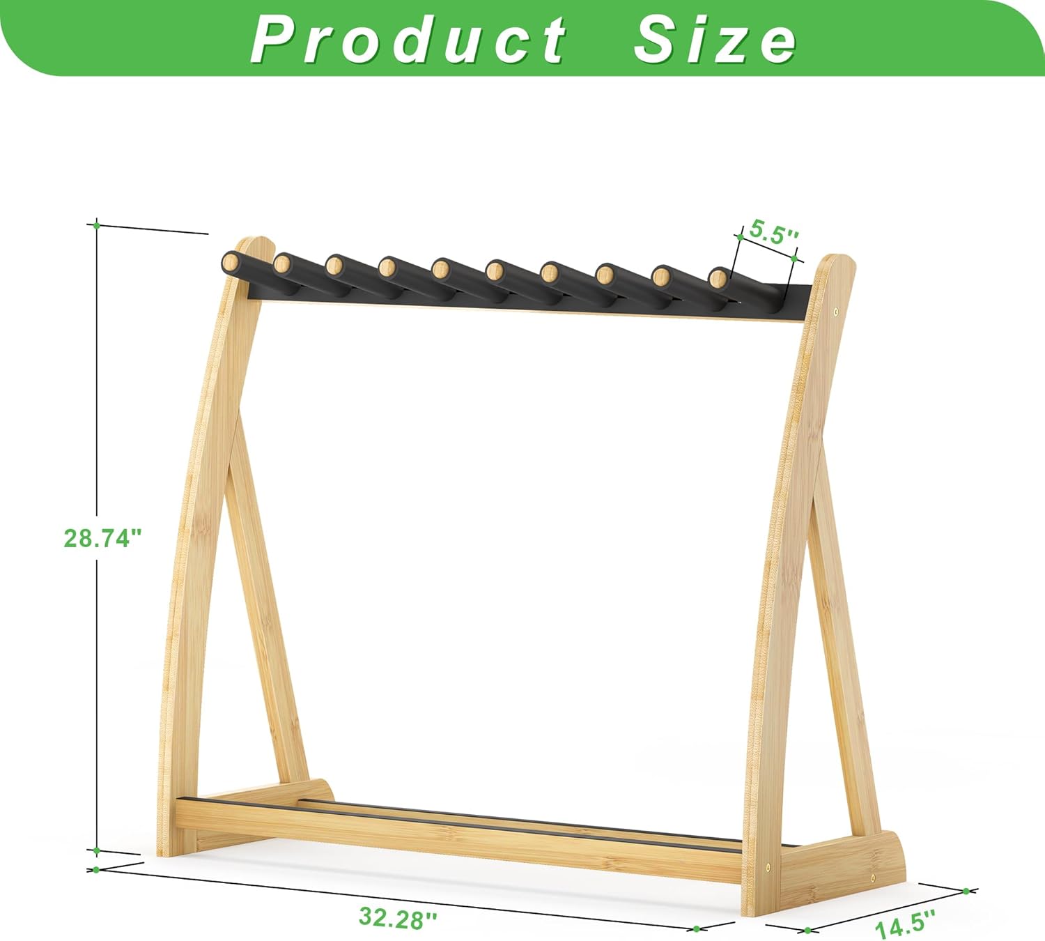 Guitar Stand Rack, Multi-Guitar Display Rack Adjustable Bamboo Guitars Holder Electric Guitar Stands Floor Storage for Bass Acoustic, Home Studio, Band Stage