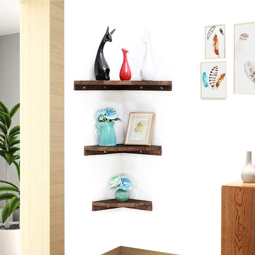 Floating Shelves Functional Wall Mount Rack, Retro Floating Shelf, Solid Wood Corner Shelves, Modern Wall Decoration, Load Bearing 8kg (Color : Brown, Size : 22cm)