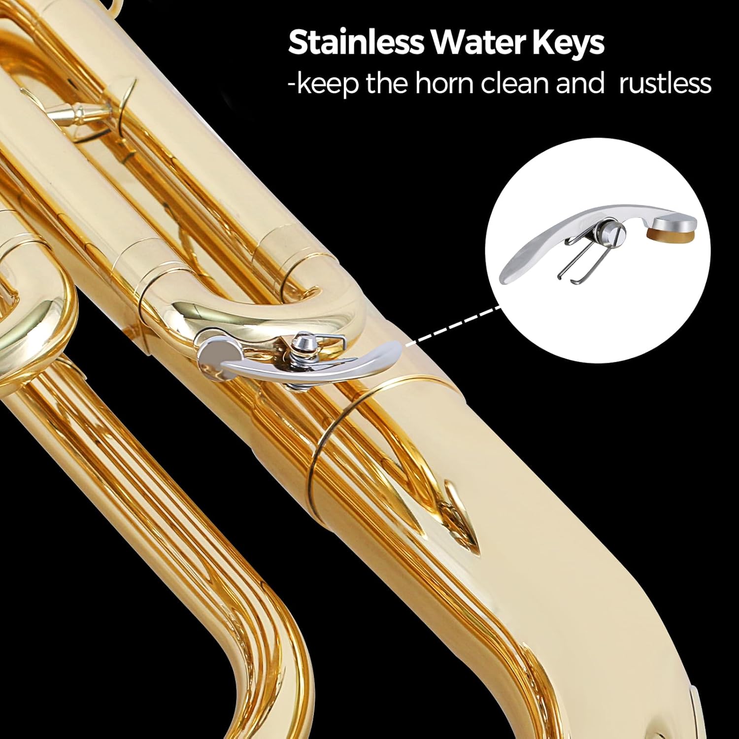 ROWELL Baritone Horn Bb Brass 3 Valves Lacquer Gold with Mouthpiece, Case and Gloves