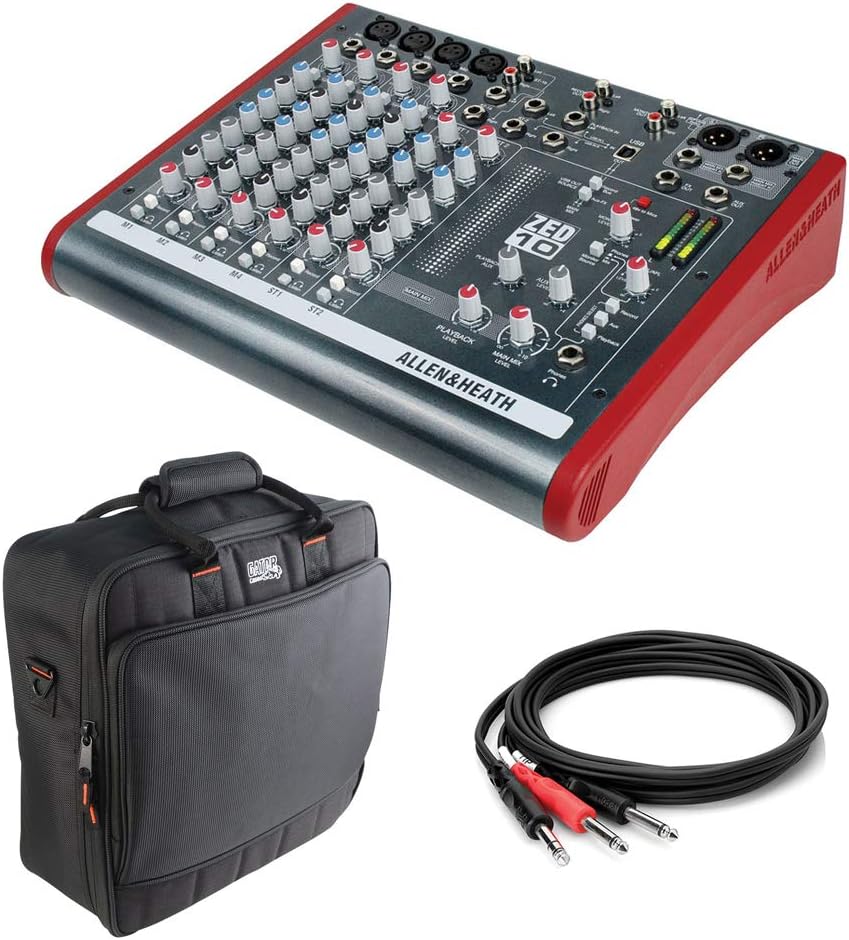 Allen & Heath ZED-10 Multipurpose Mini Mixer with Gator Cases G-MIXERBAG 1515 Mixer Bag & 1/4