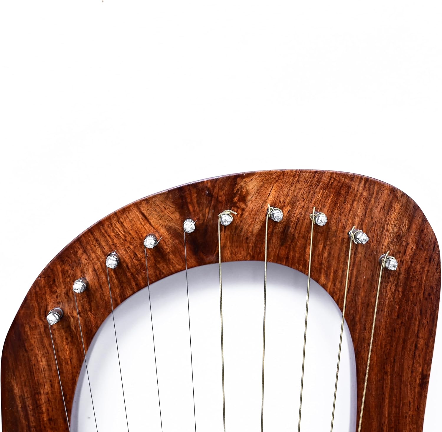 KZA Scottish Lyre Harp 10 Metal Strings Engraved Wood With Free Carrying Bag & Key Natural Finish,Rosewood hand made