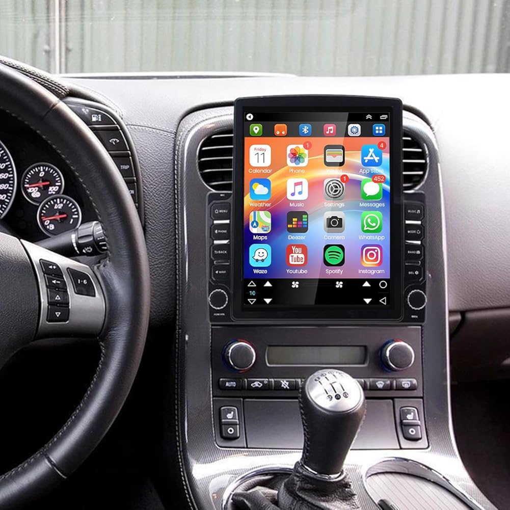 PHEZEN 9.7 inch Touchscreen 8 core Car Stereo Fit for Chevy Corvette 2005-2013, Android 15 Car Radio with Carplay & Android Auto in-Dash Navigation BT Mirror Link WiFi Backup Camera 8+256G