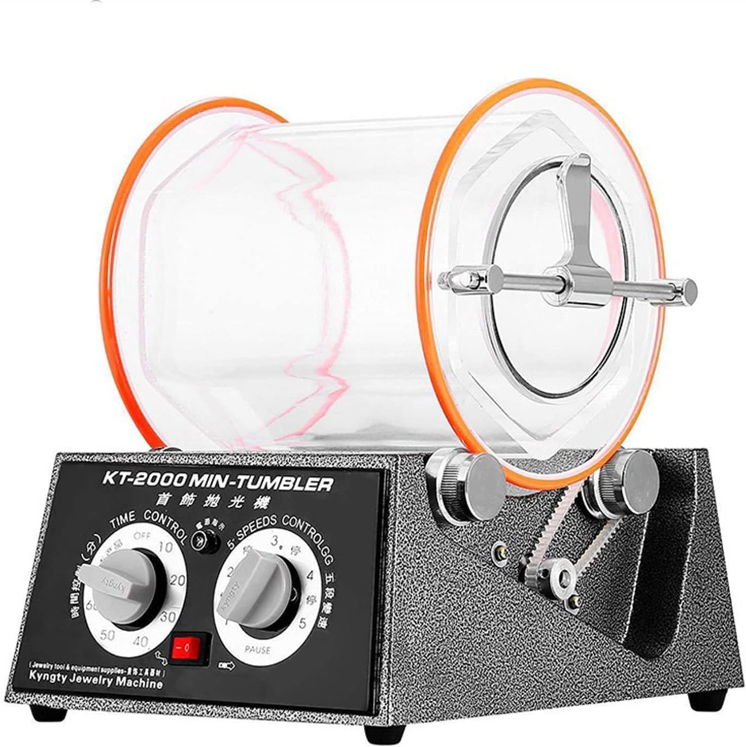 Drum Polishing Machine, Metal Silver Jewellery Cleaning Machine, Small Rotary Drum Machine, Desktop Gold Tool KT2000 (Size : 110V)