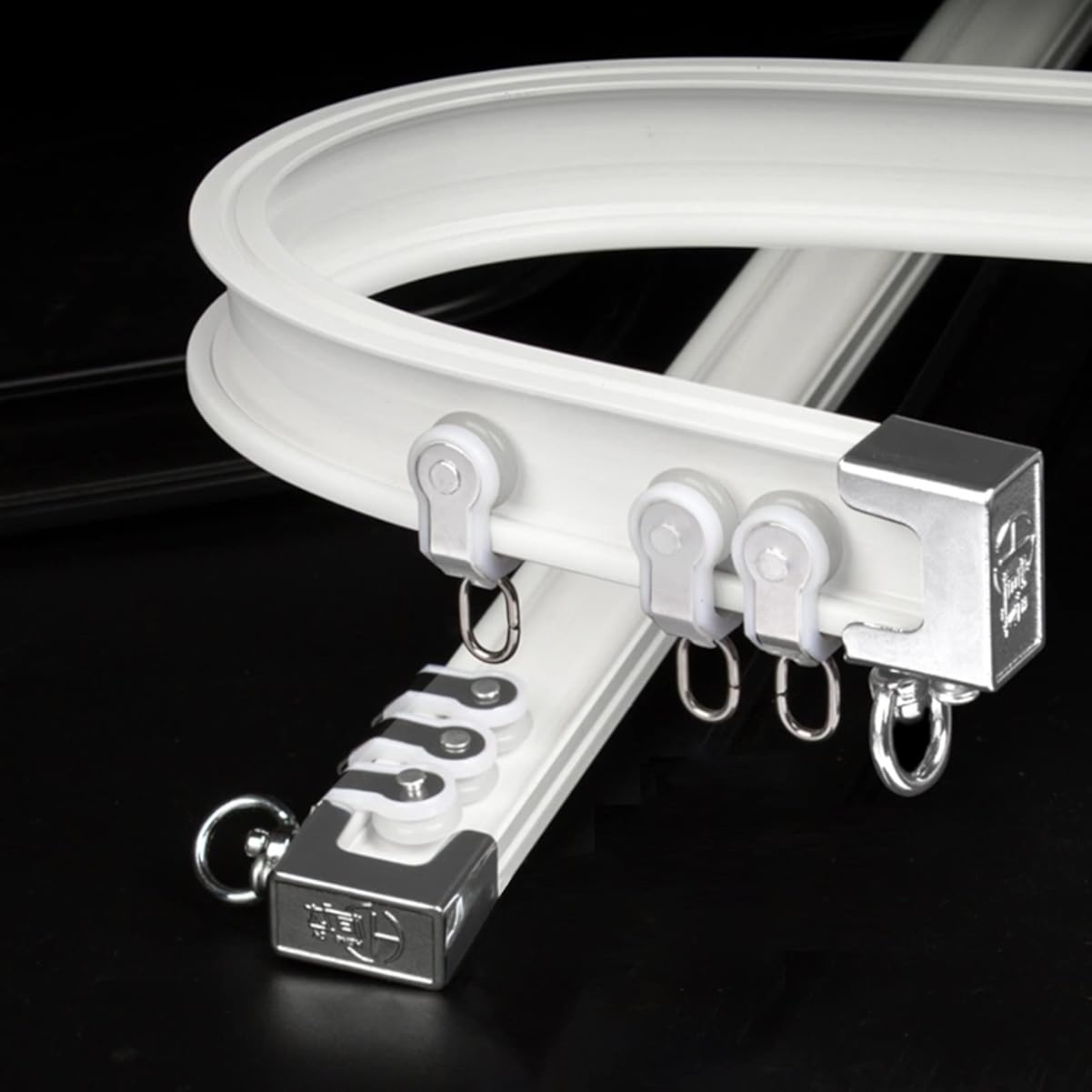 Room Divider Ceiling Track Hospital Flexible Aluminum Room Divider Track White Curved Shower Curtain Rod for Corner/Stand Up/Tile Shower with Hooks, for Bedroom/Apartment/Closet/Small Space(Wall Mount