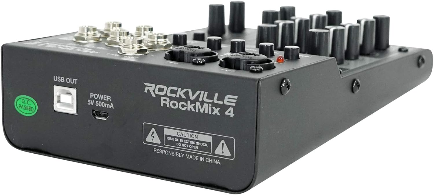 Audiosavings Bundle: (2) Mackie Thrash215 Speaker Bundle with (2) Rockville Stands, (2) Rockville RCXMB20B Cable, Rockville RMC-XLR Mic, Rockville DJ1500 Headphones + Rockville RockMix Mixer (8 Items)