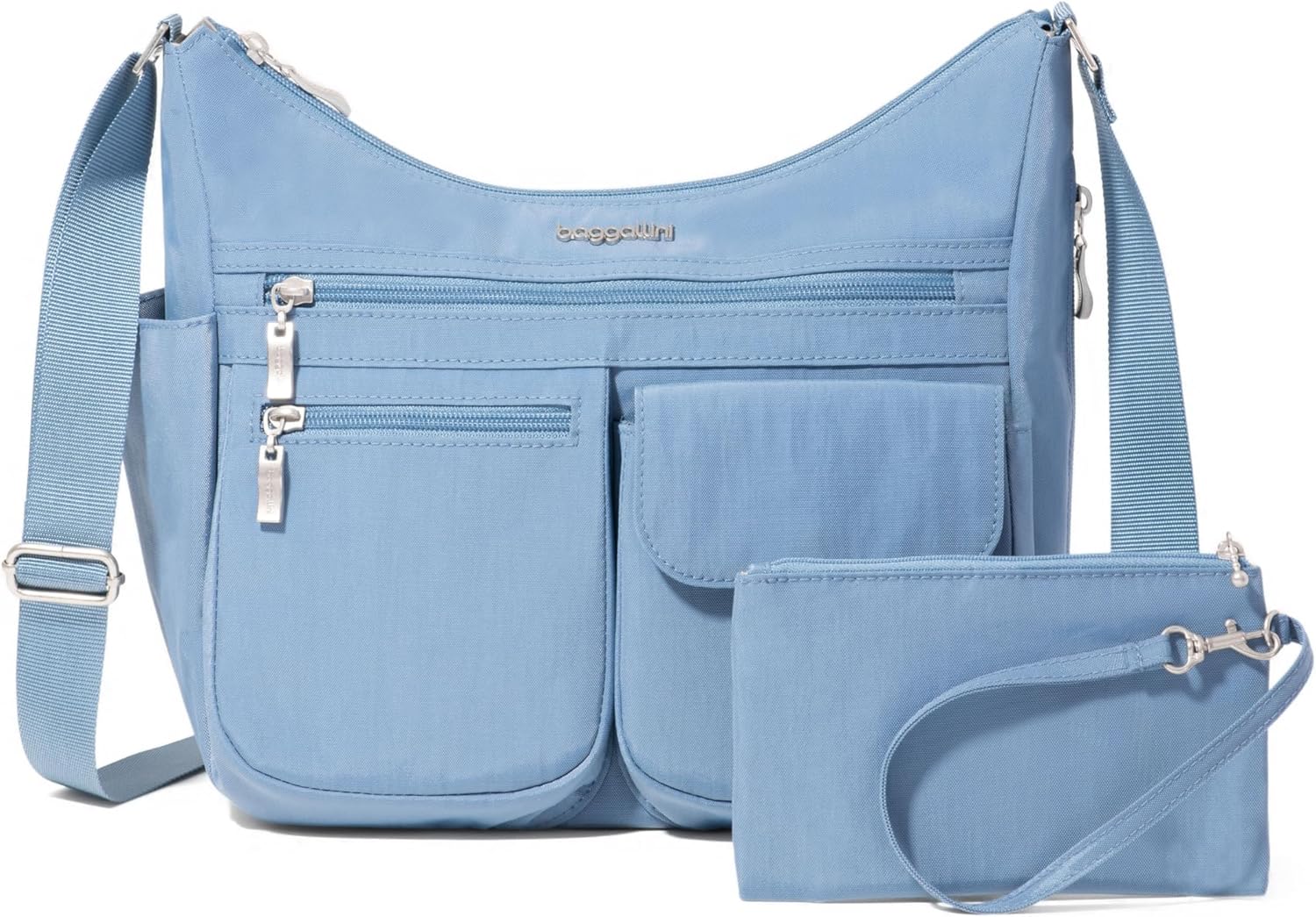 Baggallini womens Everywhere Bagg Crossbody Women 11x9 Lightweight Nylon Hobo Water-resistant Travel Bag W/Rfid