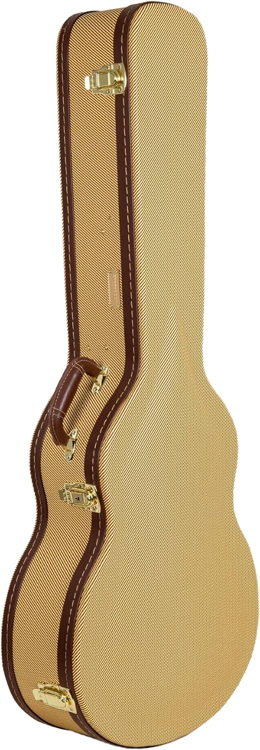 Crossrock Wooden Guitar Case for 14-Fret L-00, Martin CEO, Taylor GC, Yamaha AC/LS | Locking Latch, Storage Compartment – Vinyl Tweed (CRW620-L00TW)