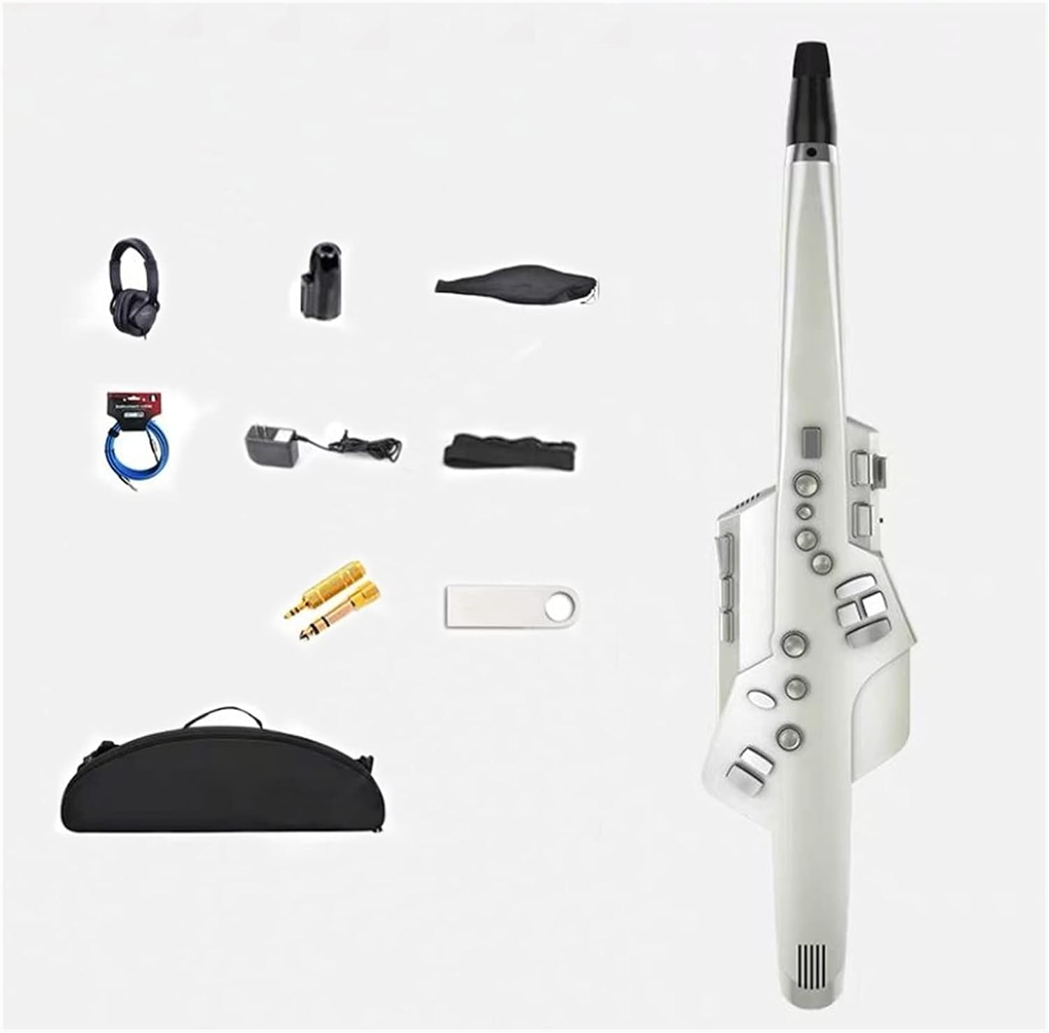 Sax Beginners Kit Electric Wind Instrument Electric Saxophone Self-Taught Performance Grade Wind Instrument Suitable for Adults Wind Instrument (Color : White)