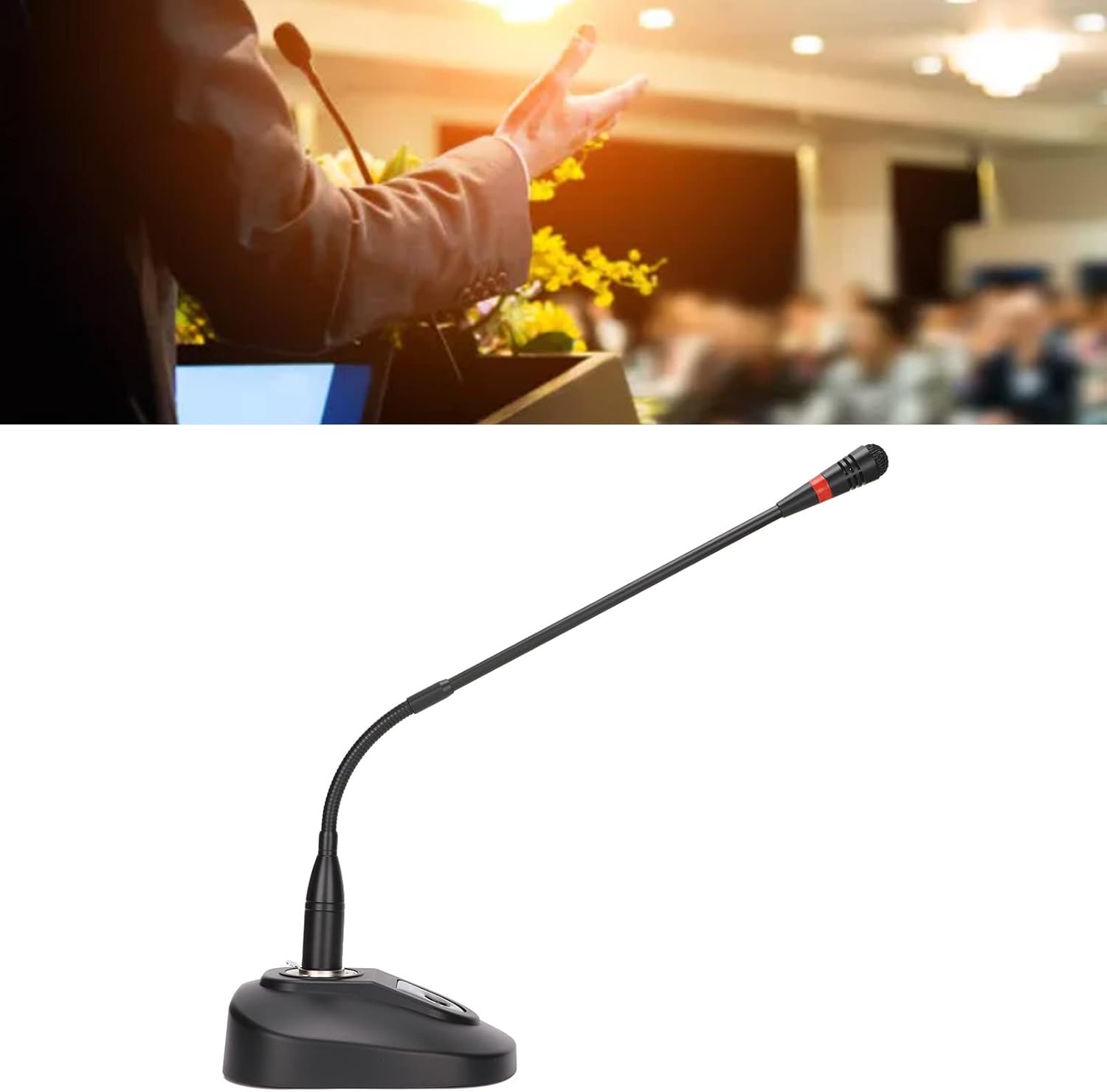 SYH&AQYE Home Desktop Gooseneck Wired Microphone, Table Mounted Corded Voice Condenser Noise Canceling Mic, XLR Female to 6.35mm/0.2in Male Mic for Karaoke, Conference Meetings(USA)
