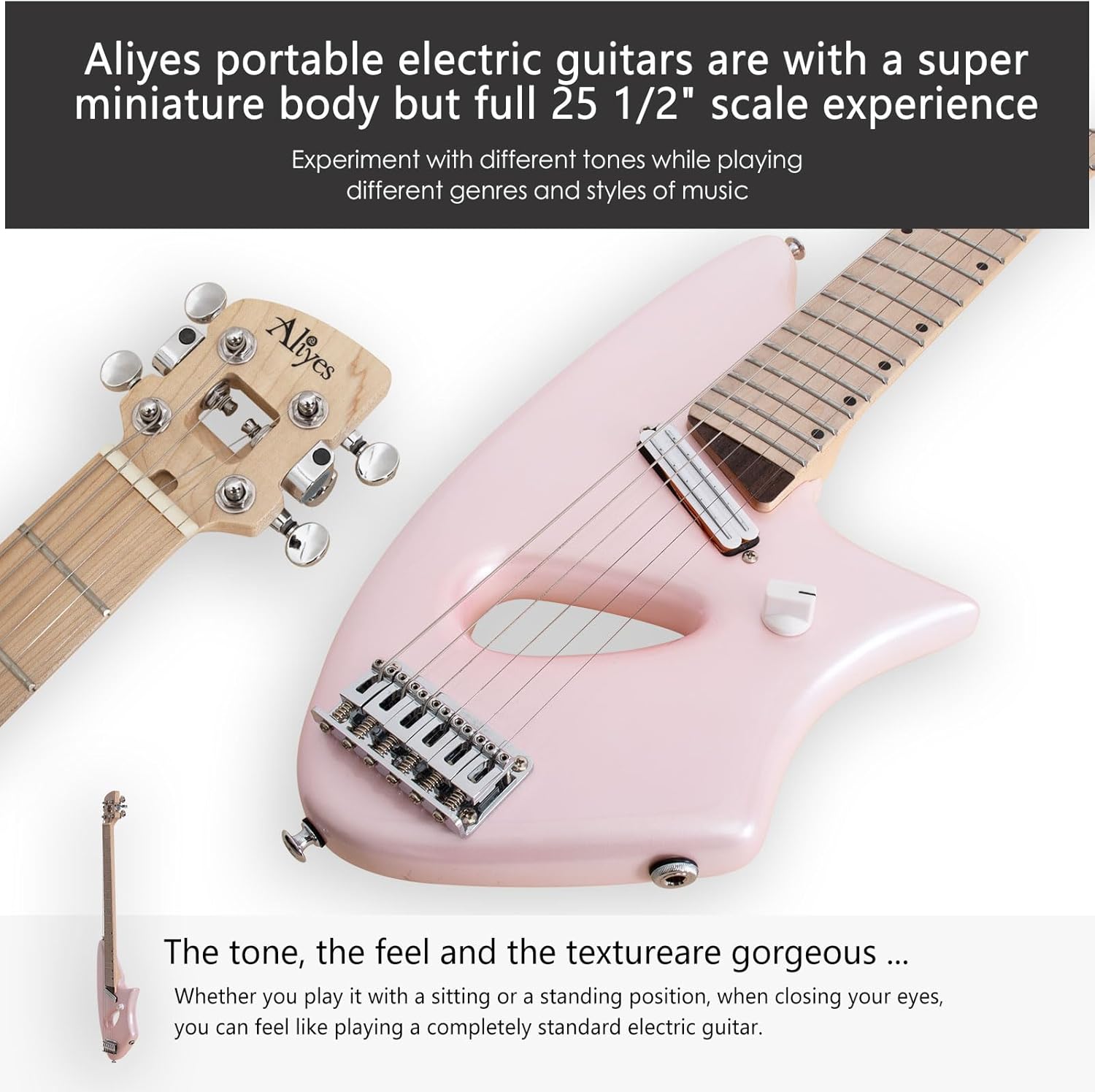 Aliyes Light Electric Guitar For Travel,Full 25 1/2