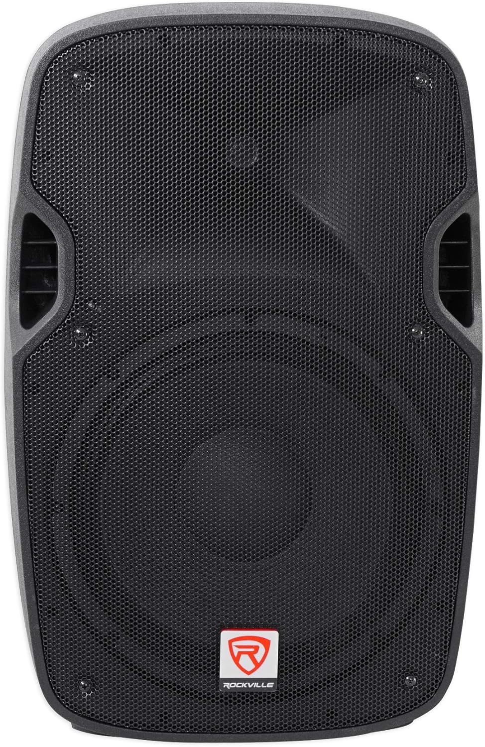 Rockville SPGN128 Bundle: (2) 12-in 1200W PA Speakers, RPM80BT 2400W 8-Channel Powered Mixer and Effects, RMC-XLR Metal Wired Mic with Cables, Tripod Speaker Stands and 20 ft Cables, 6-Items