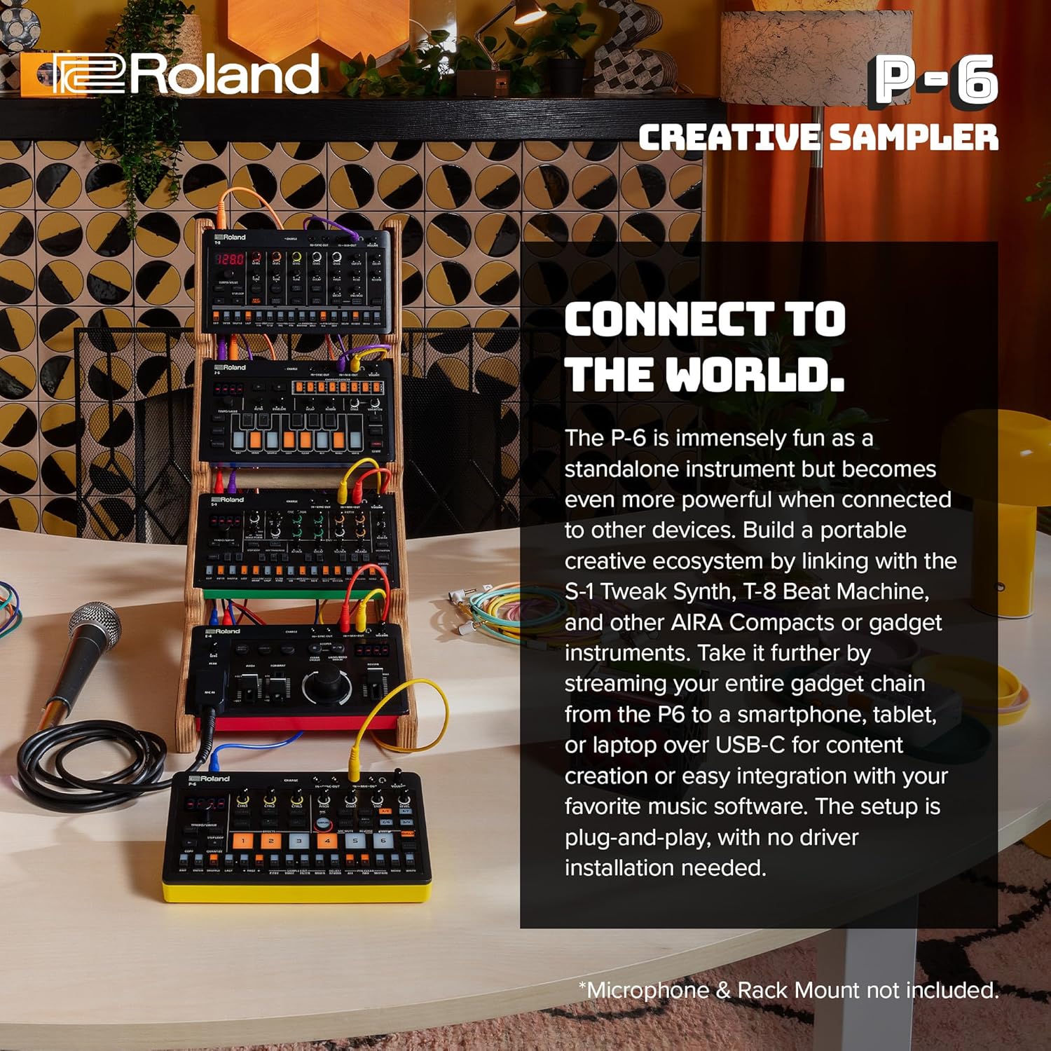 Roland AIRA Compact P-6 Creative Sampler | Granular Sound Design | Powerful Sequencer | Onboard Keyboard | Custom Loops | Built-In Mic | Hands-on Effects
