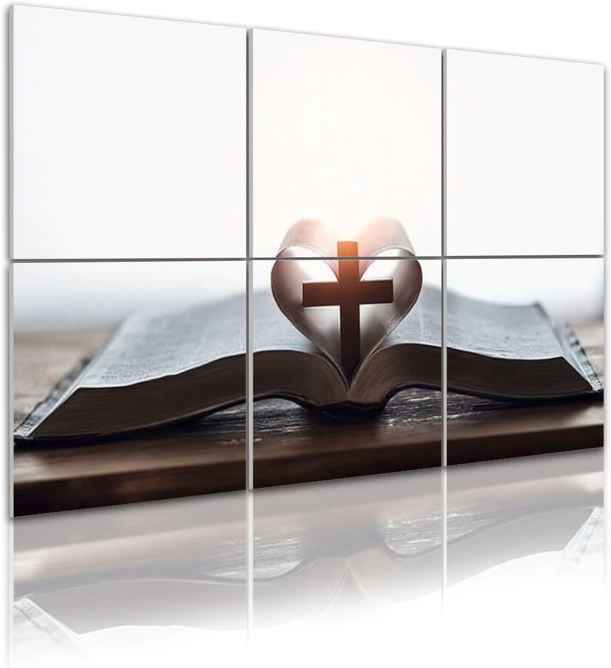6 Pack Art Acoustic Panels cross symbolizing death resurrection brightly lit heart shaped Bible Sound Absorbing Panel 48